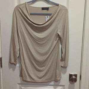 New With Tags Beige Cowl Neck 3/4 Sleeve Top by The Limited